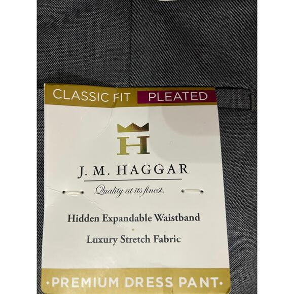 Haggar Classic Fit Pleated Premium Dress Pants 40x29 Cuffed Leg Extendable Waist - Picture 3 of 6